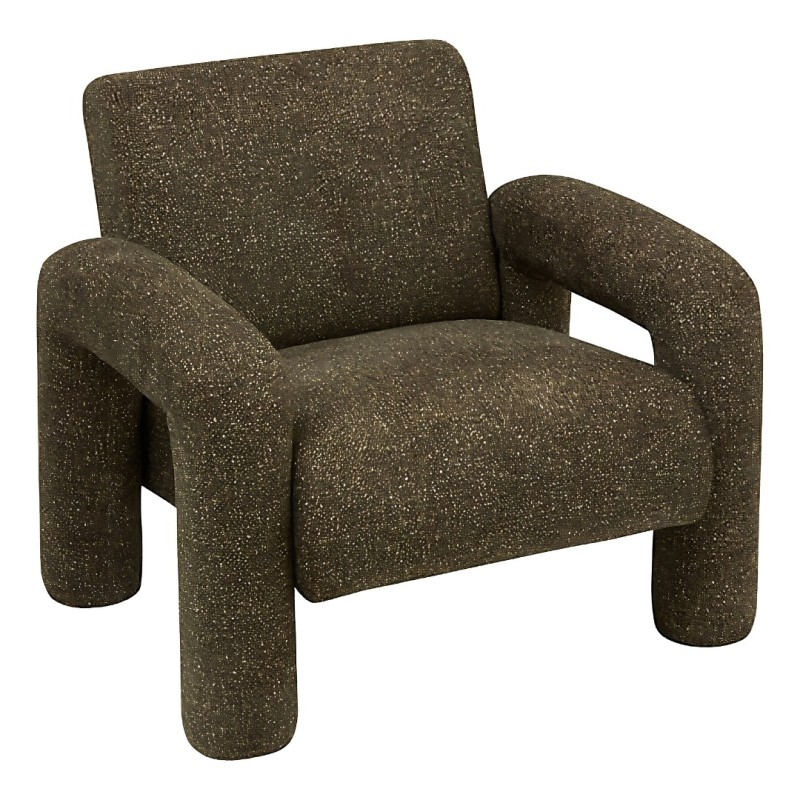Fotoliu Elyon, placaj, textil, verde khaki, H.72 cm, 214267B