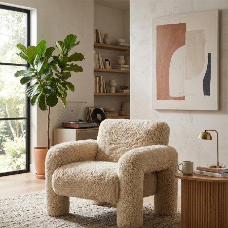 Fotoliu Elyon, placaj, textil, bej, H.72 cm, 214267C 
