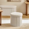 Taburet pliabil Fink, MDF, textil boucle, alb, D.38 cm, 214273A