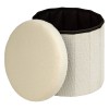 Taburet pliabil Fink, MDF, textil boucle, alb, D.38 cm, 214273A