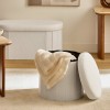 Taburet pliabil Fink, MDF, textil boucle, alb, D.38 cm, 214273A