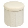 Taburet pliabil Fink, MDF, textil boucle, alb, D.38 cm, 214273A