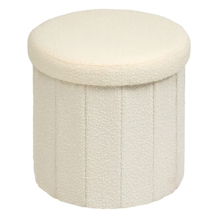 Taburet pliabil Fink, MDF, textil boucle, alb, D.38 cm, 214273A 