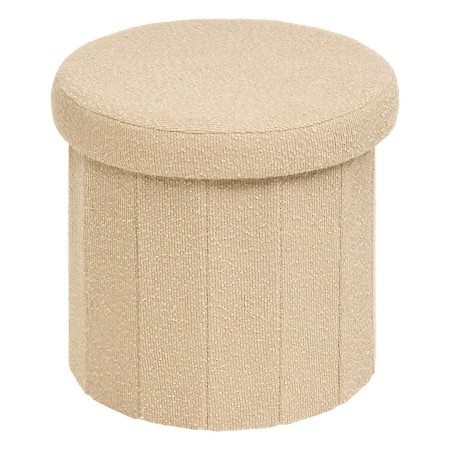 Taburet pliabil Fink, MDF, textil boucle, bej, D.38 cm, 214273B 