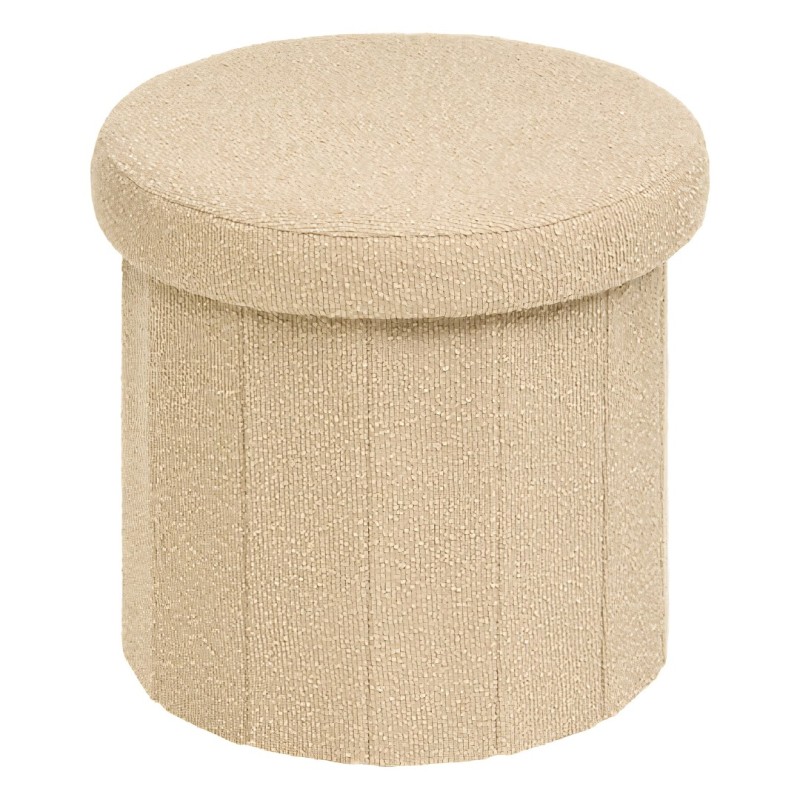 Taburet pliabil Fink, MDF, textil boucle, bej, D.38 cm, 214273B