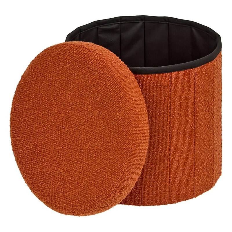Taburet pliabil Fink, MDF, textil boucle, ambra, D.38 cm, 214273C