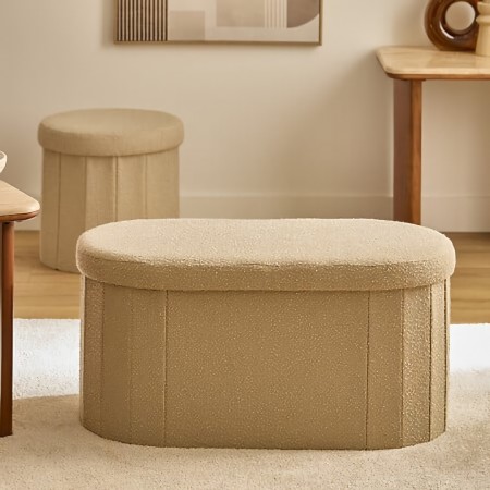 Bancheta pliabila Fink, MDF, textil boucle, bej, L.76 cm, 214274B 