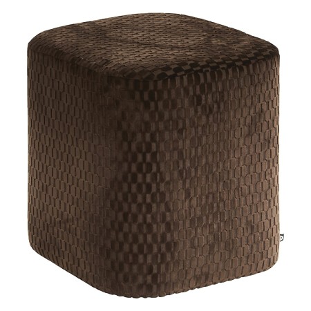 Taburet Selia, lemn de plop, catifea, maro tonka, D.35 cm, 214275C 
