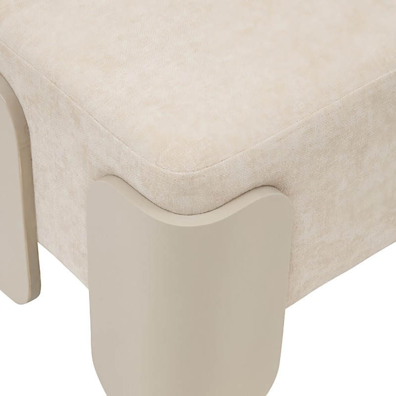 Taburet Mizar, placaj, textil chenille, ivoar, L.46 cm, 214276A