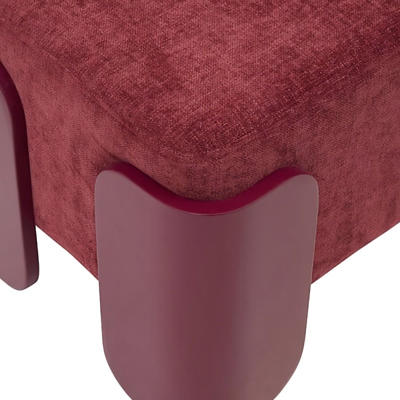 Taburet Mizar, placaj, textil chenille, rosu granat, L.46 cm, 214276B