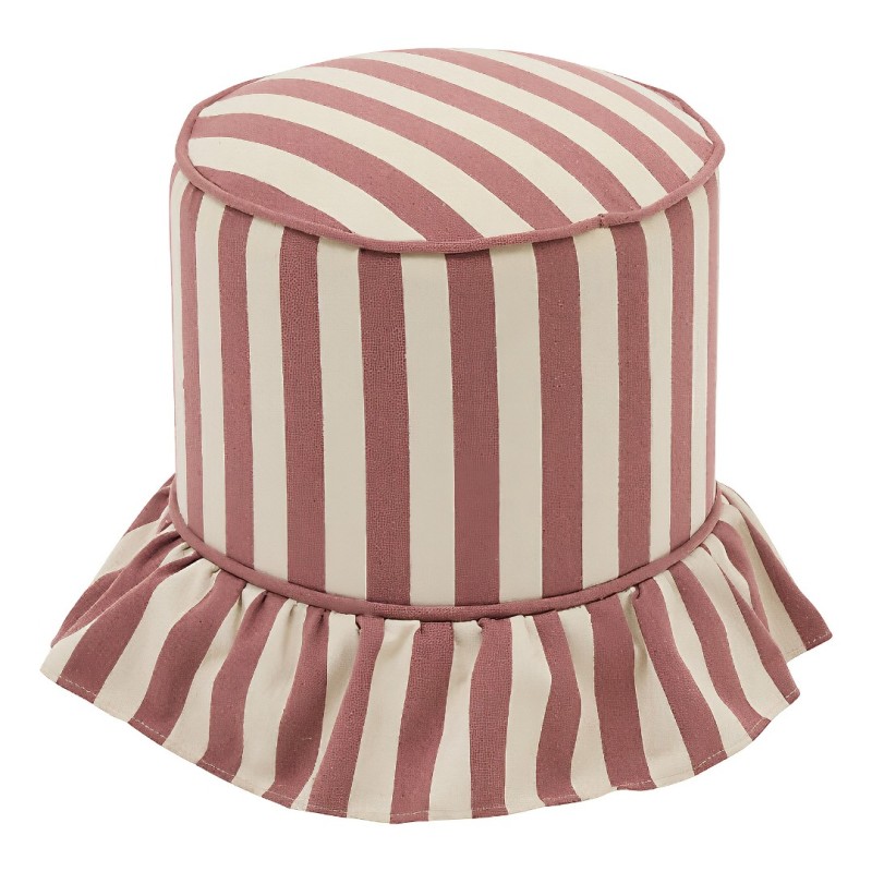Taburet Fiora, spuma, textil, rosu/alb, D.36 cm, 214281