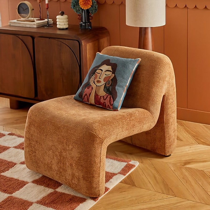 Fotoliu Astor, placaj, textil chenille, ambra, H.70 cm, 214292A