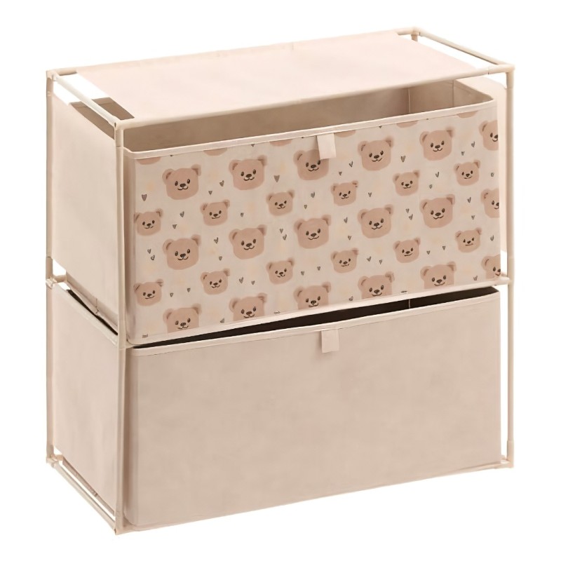 Cutie de depozitare jucarii Orso, metal, polipropilena, carton, bej, H.60 cm, 214402
