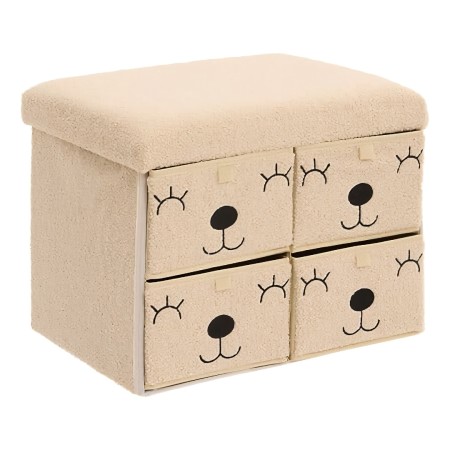 Taburet copii Ezzio, MDF, textil bej, H.50 cm, 214494 