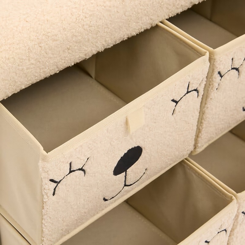 Taburet copii Ezzio, MDF, textil bej, H.50 cm, 214494