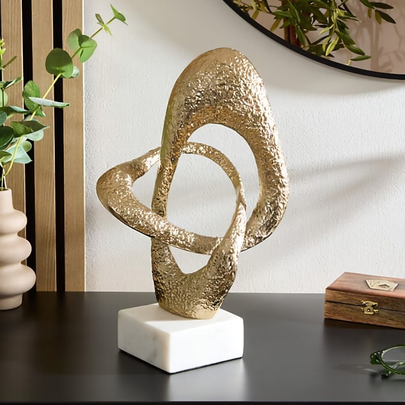 Decoratiune Dana, marmura, aluminiu, auriu, H.34 cm, 214852