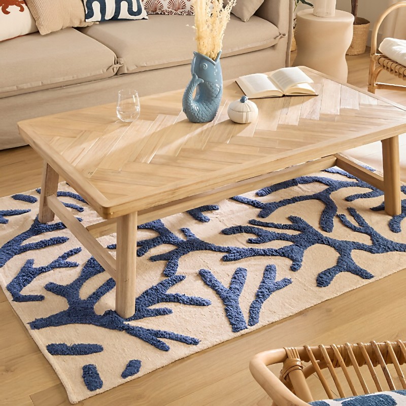 Covor Oceania, bumbac, bleu, 120X170 cm, 215463A