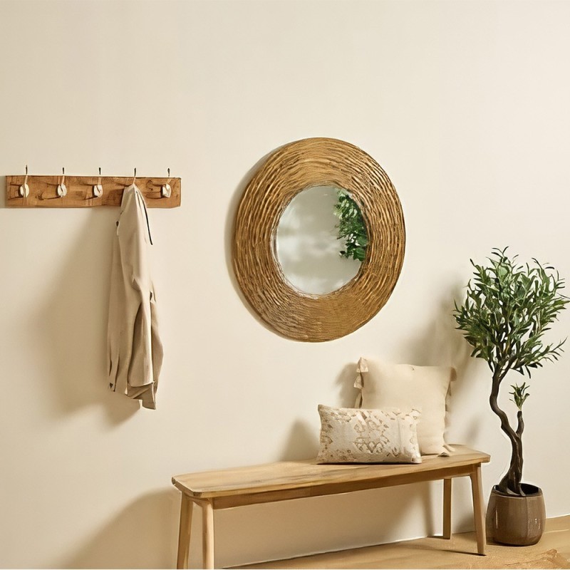 Oglinda Martin, metal, sticla, bronz/auriu, D.90 cm, 215578