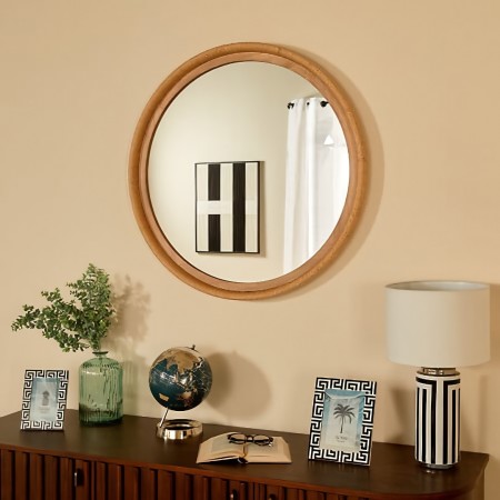 Oglinda Laia, MDF, sticla, maro, D.81 cm, 215579 