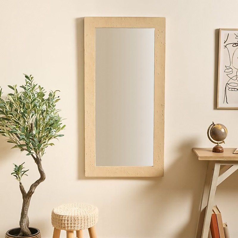Oglinda de perete Anaya, rama MDF aspect travertin, H.120 cm, 215580
