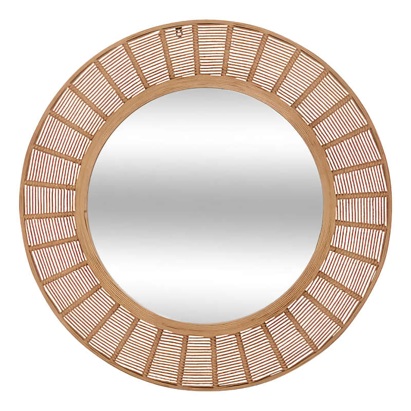 Oglinda Zelie, MDF, bambus, sticla, maro, D.91 cm, 215581
