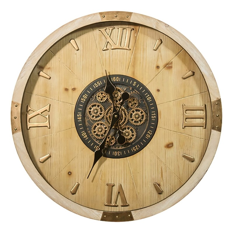 Ceas de perete Micka, MDF, sticla, bej, D.63 cm, 215588