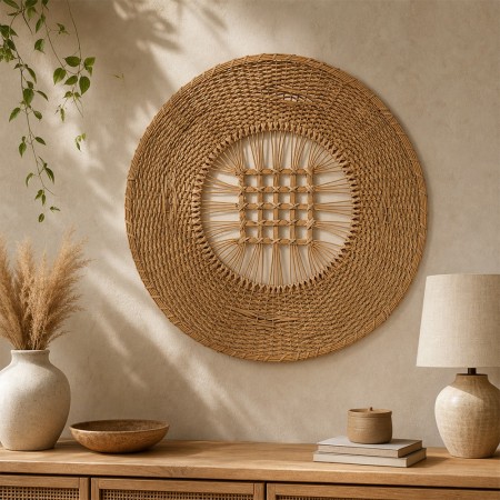 Decoratiune de perete Margie, material natural impletit, maro, D.80 cm, 218517 