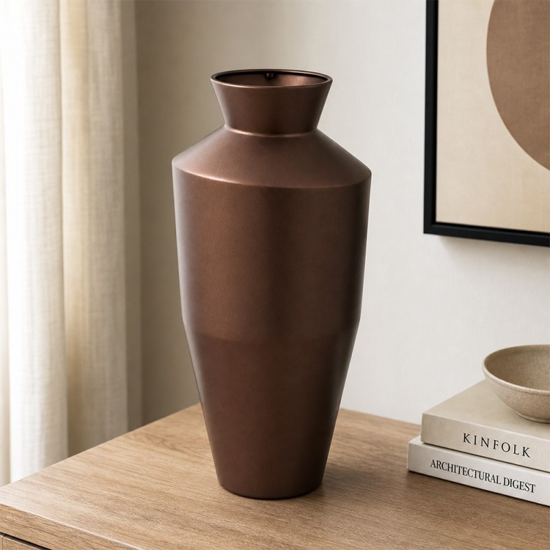 Vaza Barrel, metal, maro, H.40 cm, 219018A