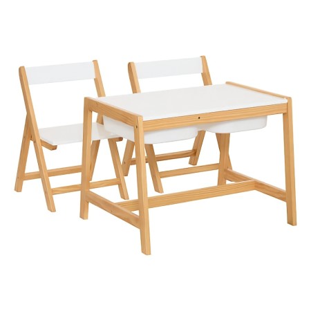 Set masa si scaune Bako, MDF, lemn de pin, alb, 219408 