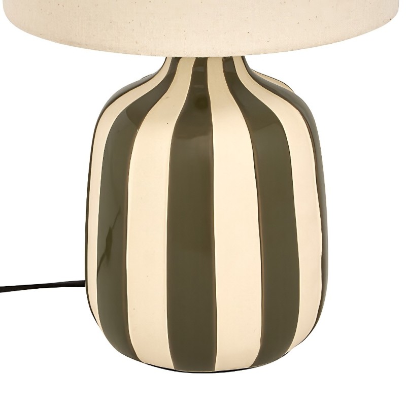 Veioza Vilma, ceramica, alb/verde khaki, 1XE14, H.41 cm, 221633C