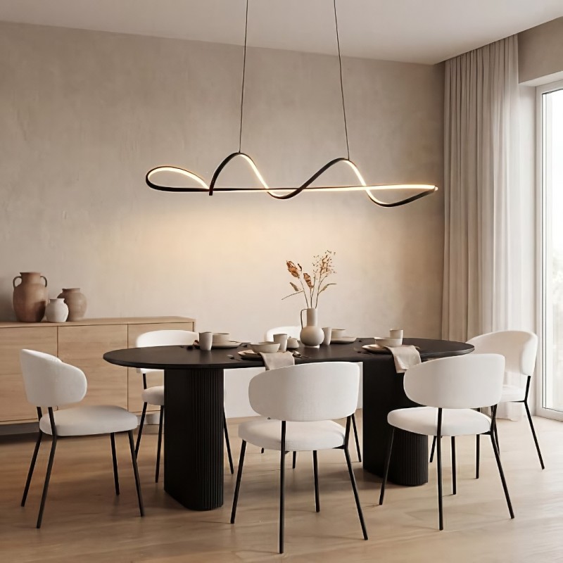 Suspensie Lionel, metal, negru, LED, 40W, alb cald 3000K, L.98 cm, 221664