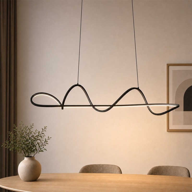 Suspensie Lionel, metal, negru, LED, 40W, alb cald 3000K, L.98 cm, 221664