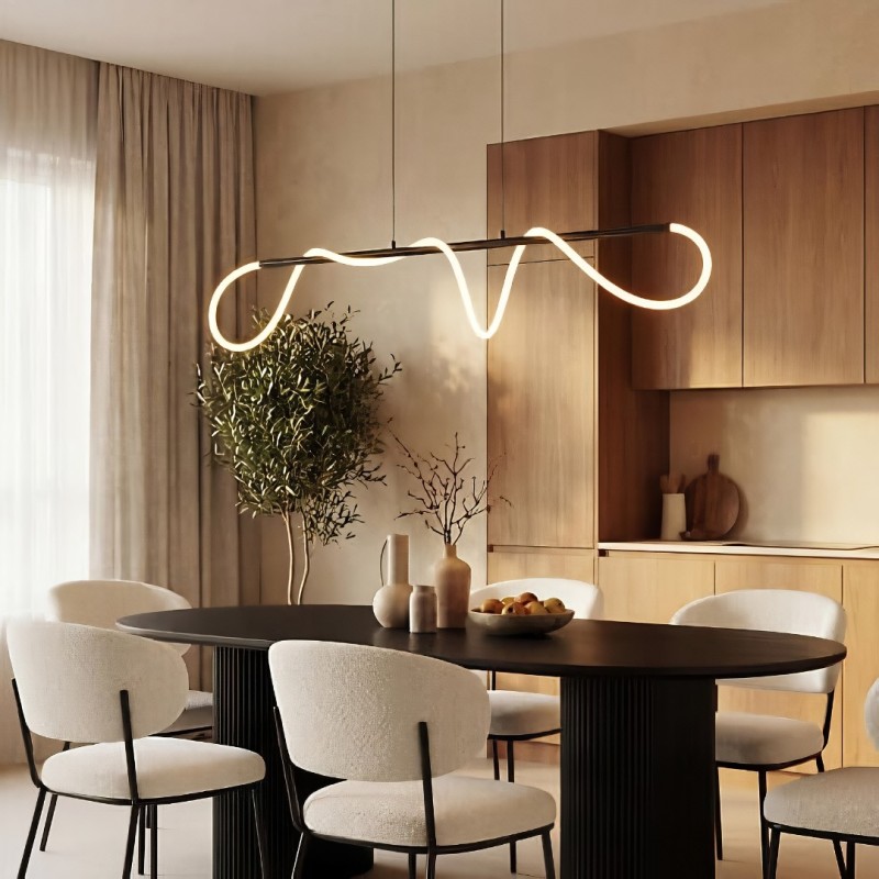 Suspensie Siveo, metal, negru, LED, 35W, alb cald 3000K, L.140 cm, 221665