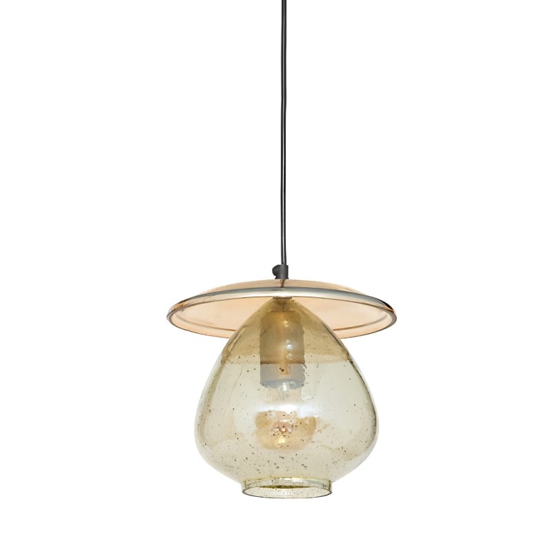 Suspensie Nateo, metal, sticla, ambra, 1XE27, D.23 cm, 221666