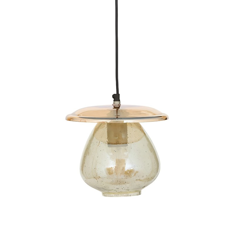 Suspensie Nateo, metal, sticla, ambra, 1XE27, D.23 cm, 221666