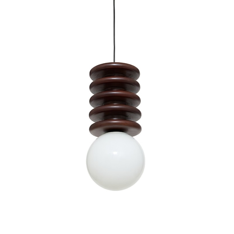 Suspensie Rochi, metal, lemn de mango, maro, 1XE27, D.20 cm, 221680