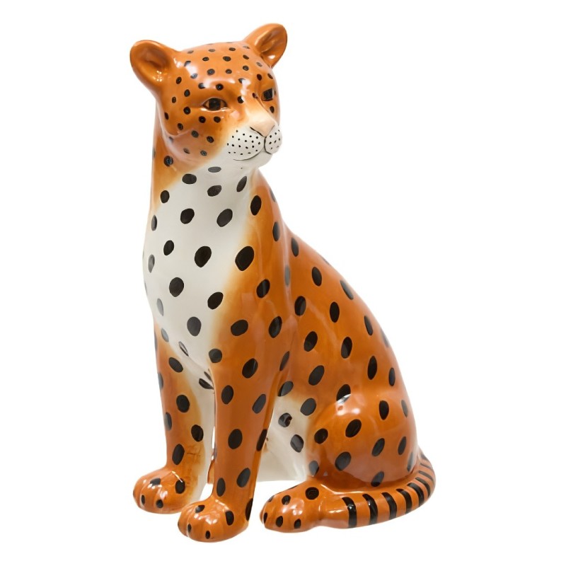 Decoratiune Leopard, ceramica, portocaliu, H.20 cm, 222909