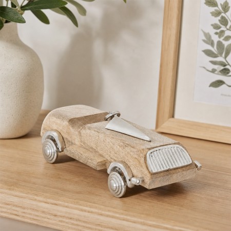 Decoratiune Josie, metal, lemn de mango, bej, L.25 cm, 222934 