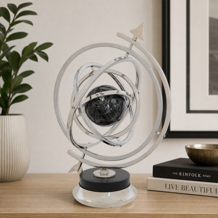 Glob decorativ Hisae, metal, argintiu, H.46 cm, 222941 