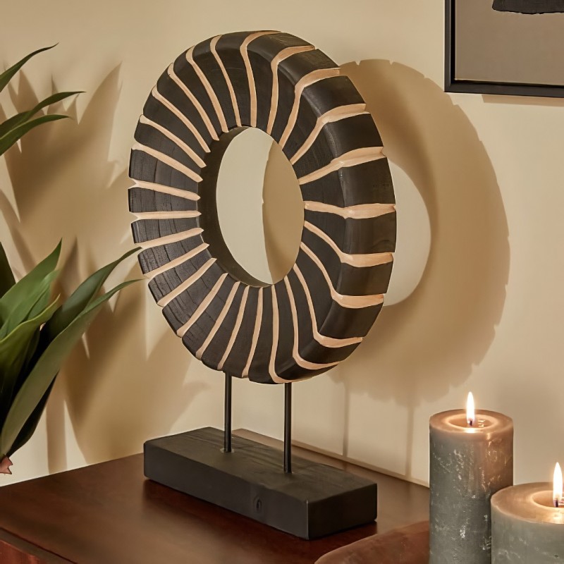 Decoratiune Nyero, lemn de brad, negru/bej, H.47 cm, 222999
