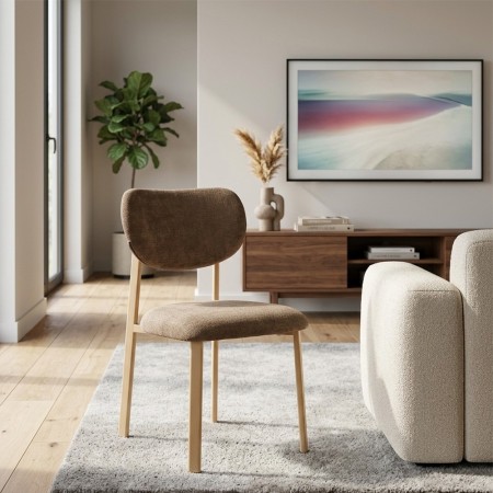 Scaun dining Decia, metal, textil, maro tonka, H.83 cm, 223601B 