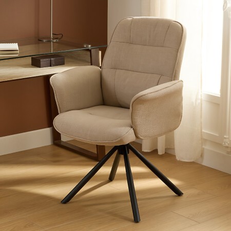 Scaun rotativ de birou Sisco, metal, textil, bej, H.98 cm, 223603A 
