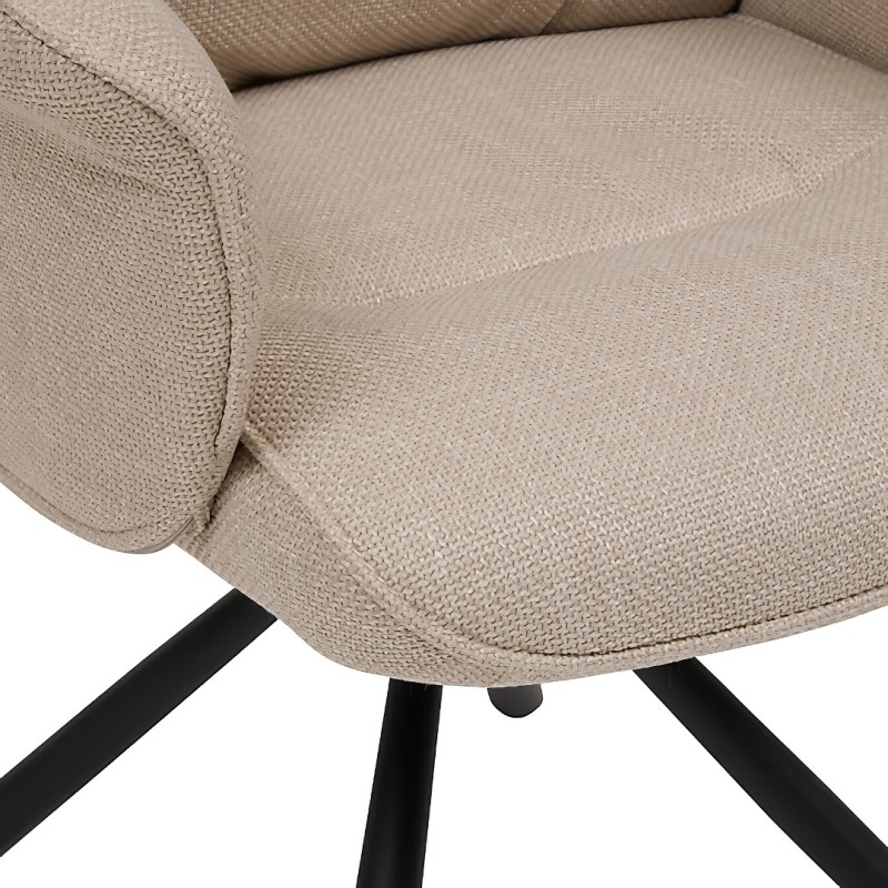 Scaun rotativ de birou Sisco, metal, textil, bej, H.98 cm, 223603A