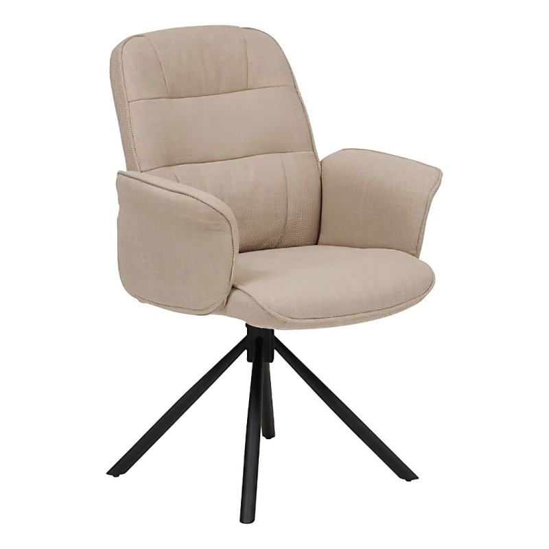 Scaun rotativ de birou Sisco, metal, textil, bej, H.98 cm, 223603A