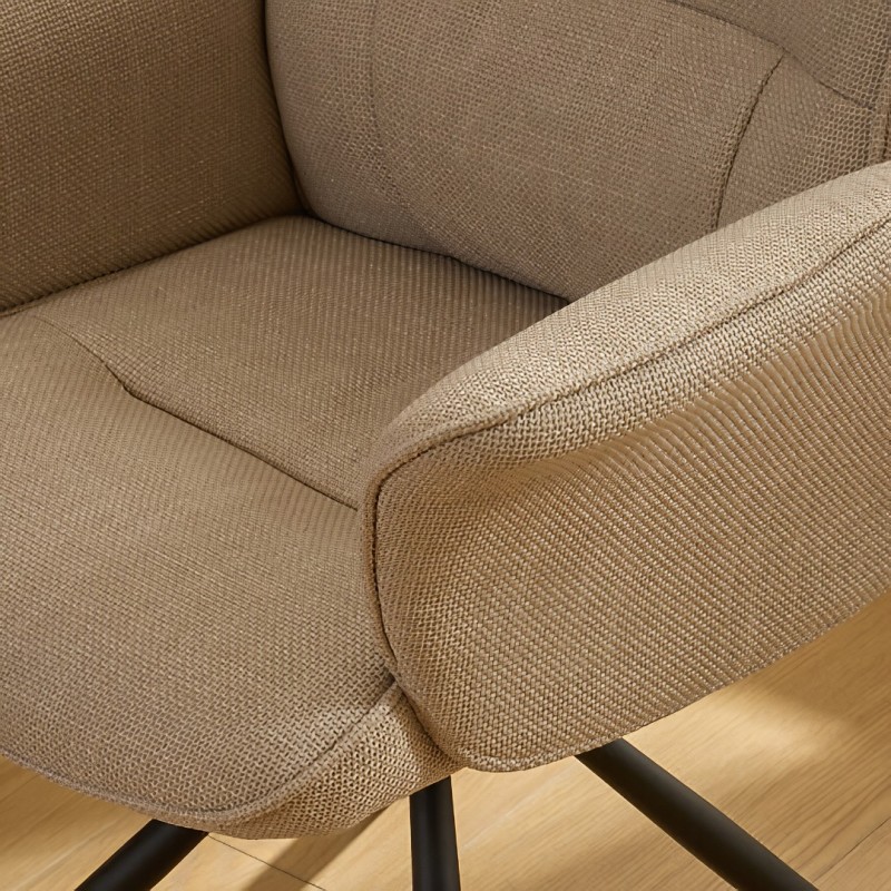 Scaun rotativ de birou Sisco, metal, textil, bej, H.98 cm, 223603A