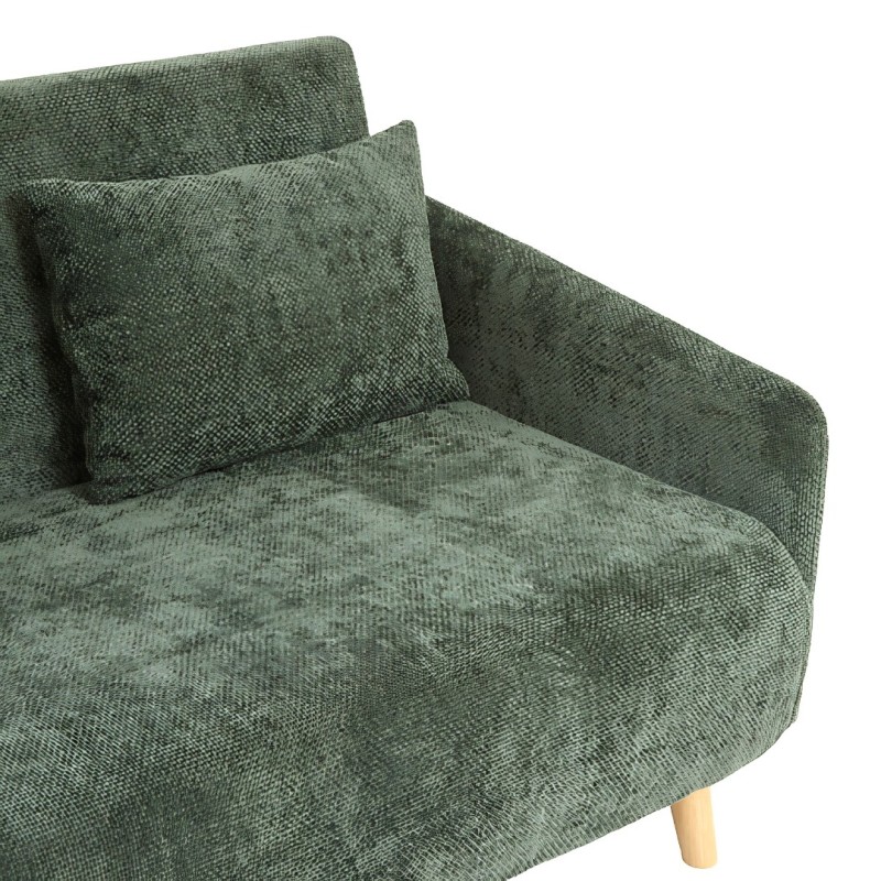 Canapea cu 2 locuri Milo, lemn de eucalipt, textil, verde cedru, L.155 cm, 223606B