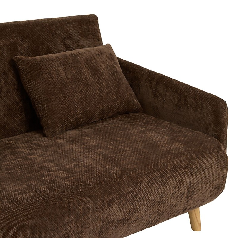Canapea cu 2 locuri Milo, lemn de eucalipt, textil, maro tonka, L.155 cm, 223606C