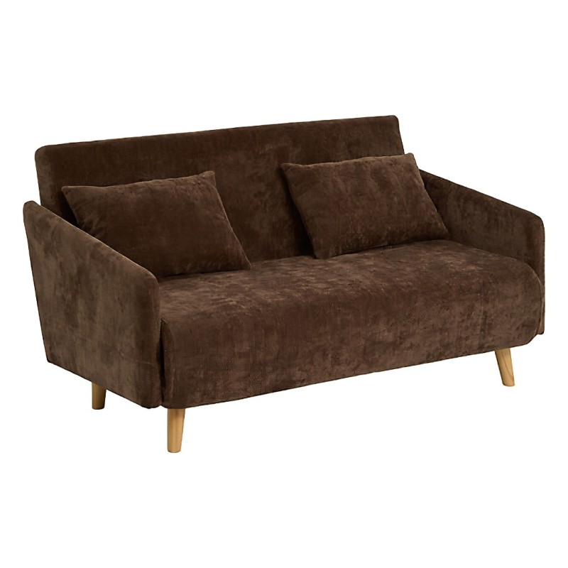 Canapea cu 2 locuri Milo, lemn de eucalipt, textil, maro tonka, L.155 cm, 223606C