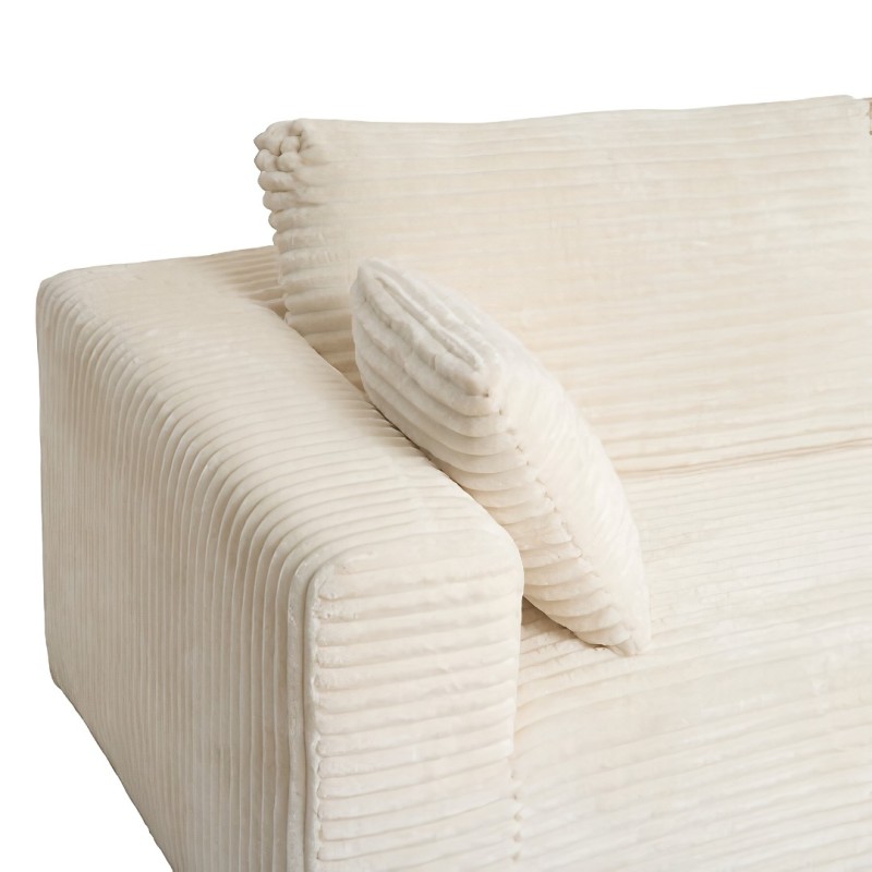 Canapea 3 locuri Solka, spuma, textil reiat, alba, L.227 cm, 223607A