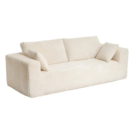 Canapea 3 locuri Solka, spuma, textil reiat, alba, L.227 cm, 223607A 